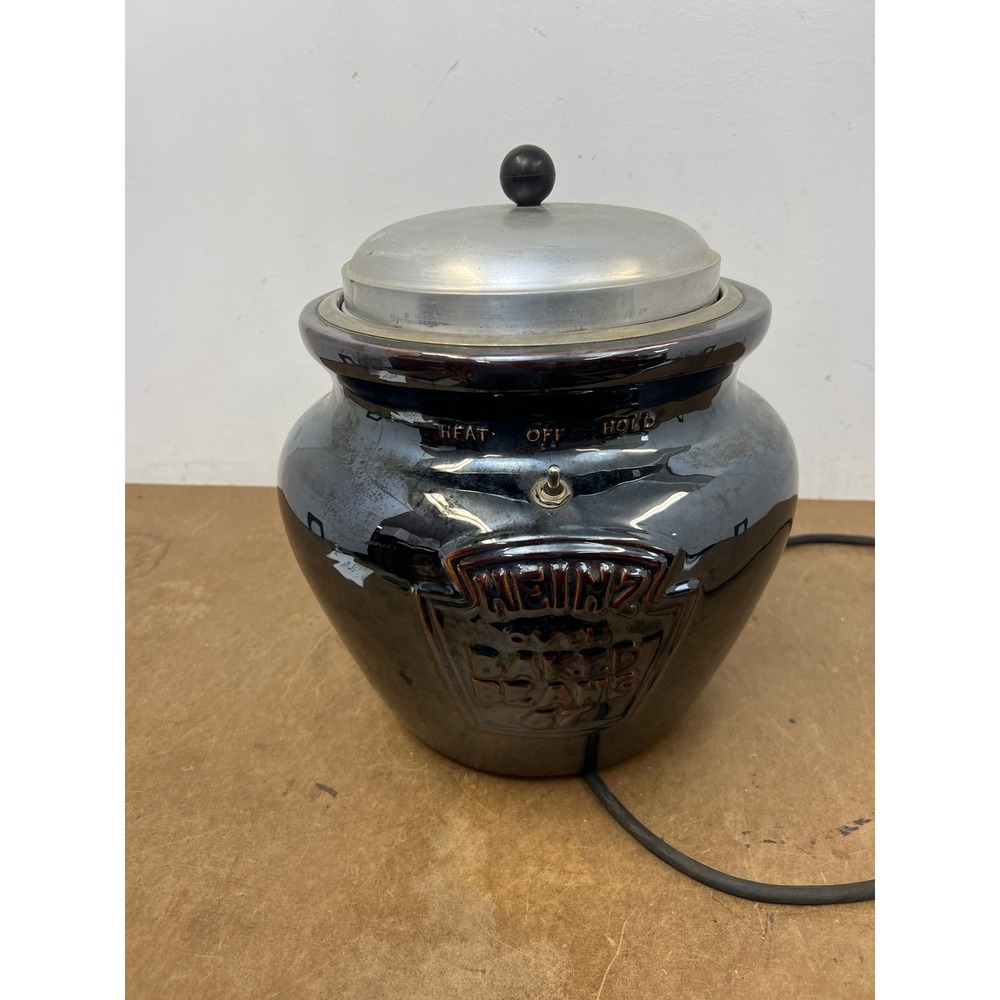 Vintage Heinz Baked Beans Electric Bean Pot Ceramic Warmer Keeper Crock Ad Sign